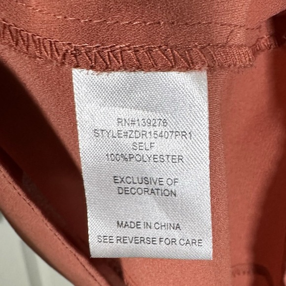 DR2 Blouse Large L Women's Rust With Navy Trim - Picture 4 of 12